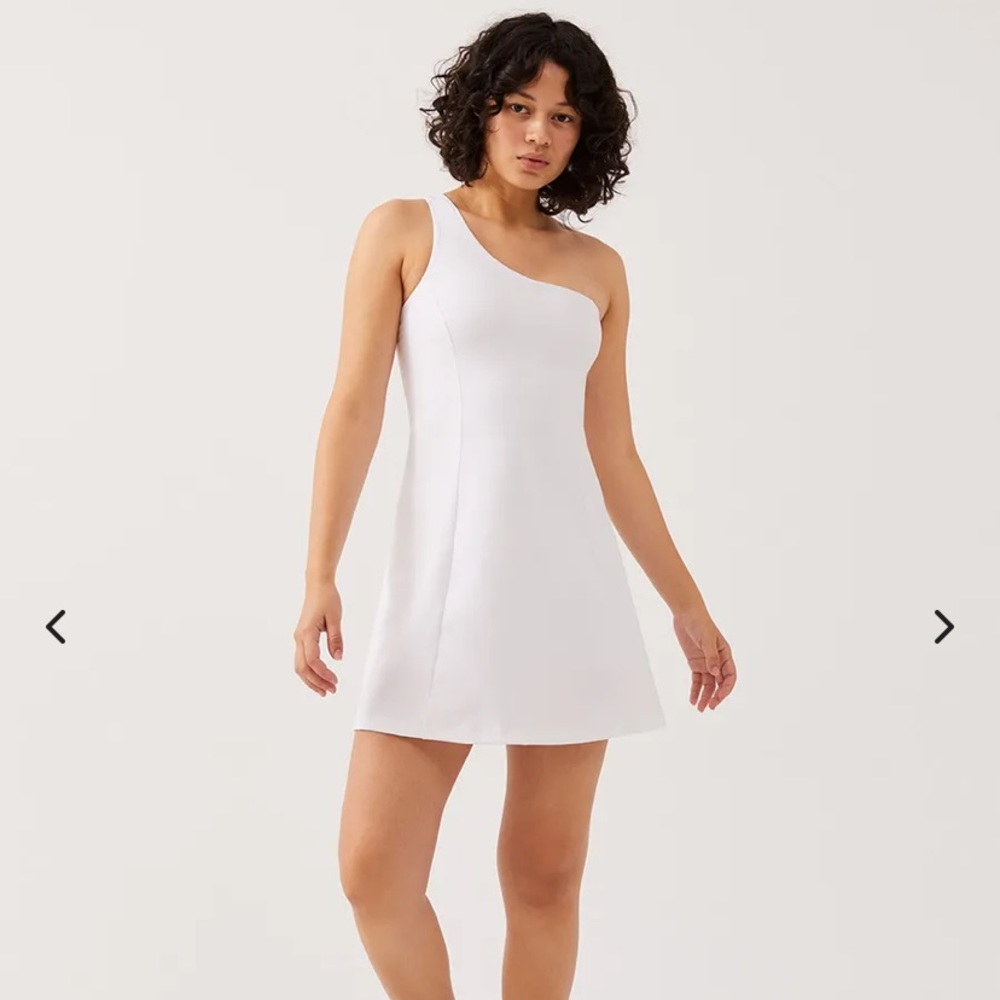 outdoor voices one shoulder white dress. size XS